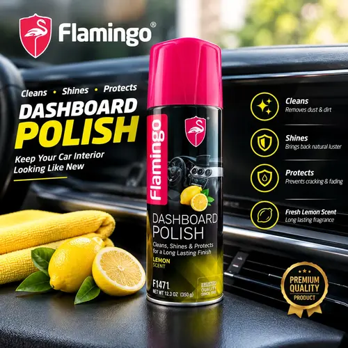Flamingo Dashboard Polish 450ml – Car Interior Plastic, Rubber & Vinyl Cleaner & Shine Polish