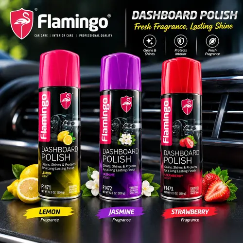 Flamingo Dashboard Polish 450ml – Car Interior Plastic, Rubber & Vinyl Cleaner & Shine Polish