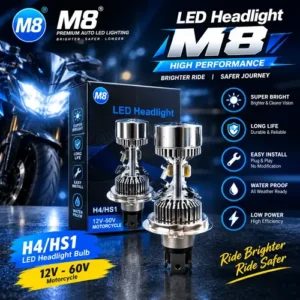 M8 H4/HS1 LED Headlight Bulb – 12V-24V Motorcycle