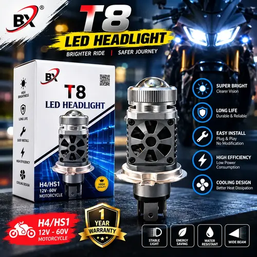 BX T8 LED Headlight Bulb H4/HS1 – 50W, 12V–36V Motorcycle Headlight