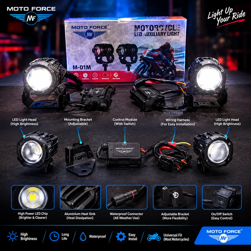Moto Force Motorcycle LED Fog Light – High Brightness Waterproof Auxiliary Fog Lamp - Image 2
