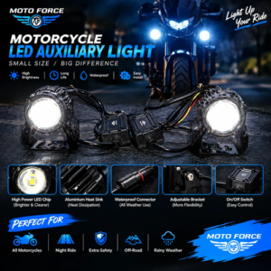 Moto Force Motorcycle LED Fog Light – High Brightness Waterproof Auxiliary Fog Lamp