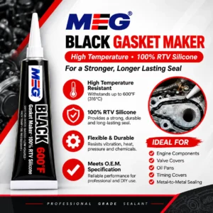 Meg Black RTV Silicone Gasket Maker 600°F – High Temperature Sealant