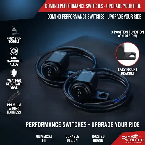 Domino Brand Dual Performance Switch – 3 Position ON-OFF-ON Motorcycle Switch