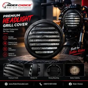 Premium LED Motorcycle Headlight – Grill Design Round Headlamp