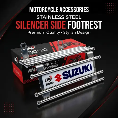 Stainless Steel Silencer Side Footrest – Motorcycle Passenger Foot Platform - Image 4