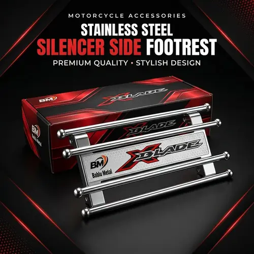 Stainless Steel Silencer Side Footrest – Motorcycle Passenger Foot Platform - Image 5