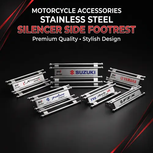 Stainless Steel Silencer Side Footrest – Motorcycle Passenger Foot Platform