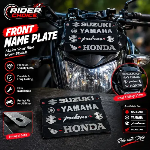 Front Name Plate for Motorcycle – Premium Metal Bike Name Plate