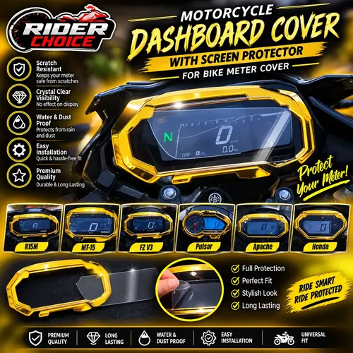 Premium Motorcycle Dashboard Cover with Screen Protector – Stylish Bike Meter Protection Frame